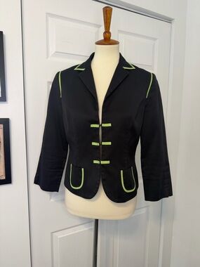 Vintage Black Carlisle Jacket with Lime Trim Women’s Blazer